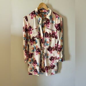 Anthropologie (tl) The Letter 100% Silk Floral Shirtdress